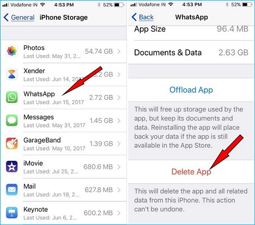 delete apps on iPhone 8 via settings