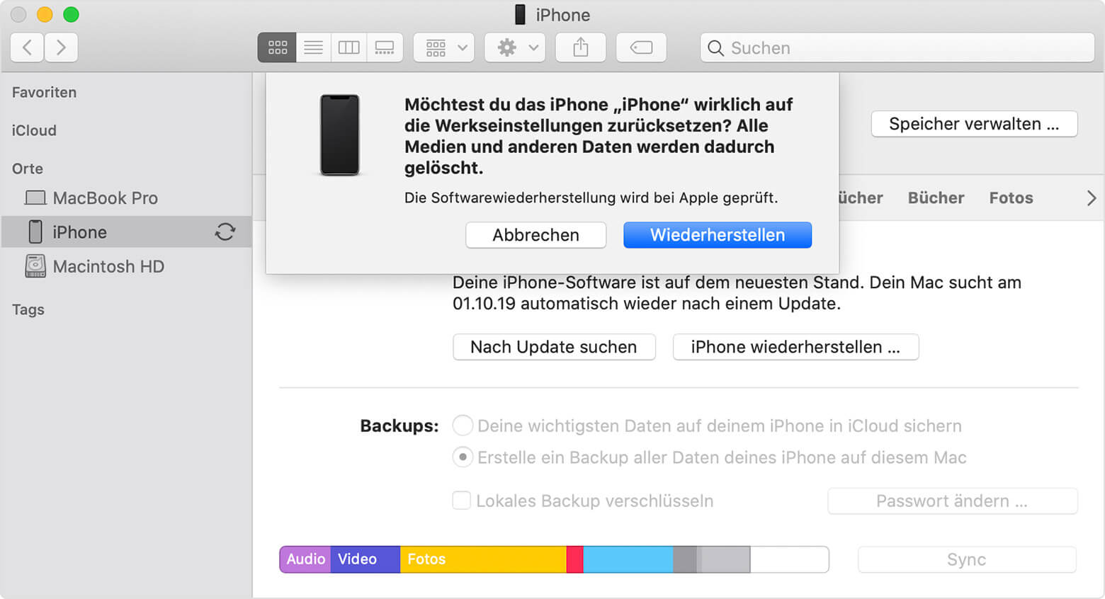 Gesperrten iPhone Bildschirm mit iTunes öffnen - Schritt 4.