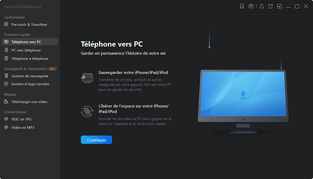 connecter l'appareil et lancer EaseUS MobiMover