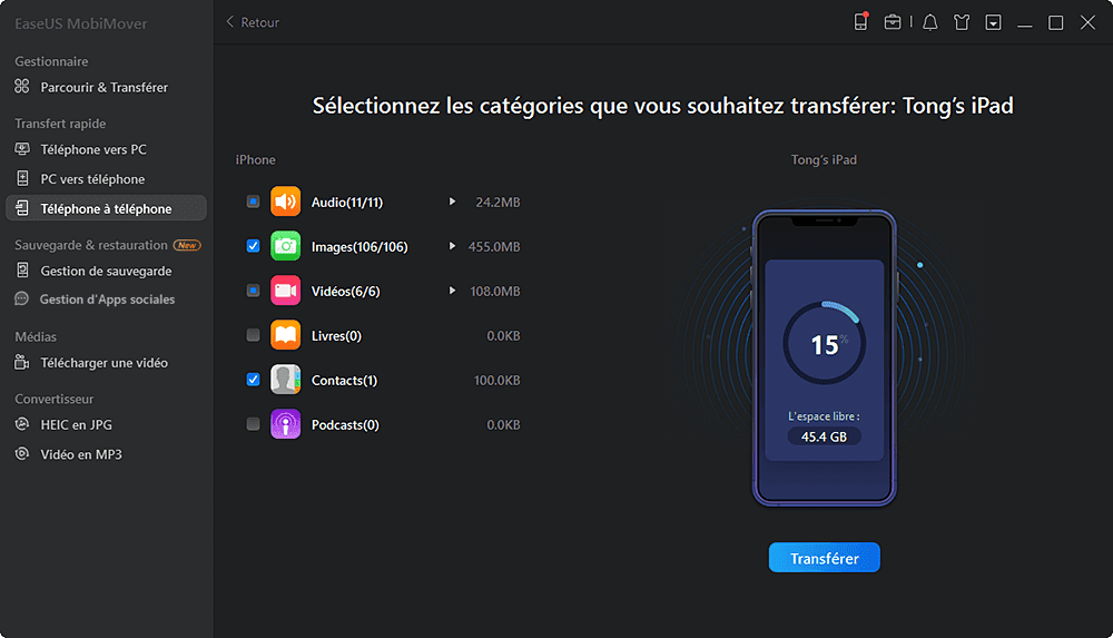 comment tout transférer d'un iPhone à un autre - étape 2