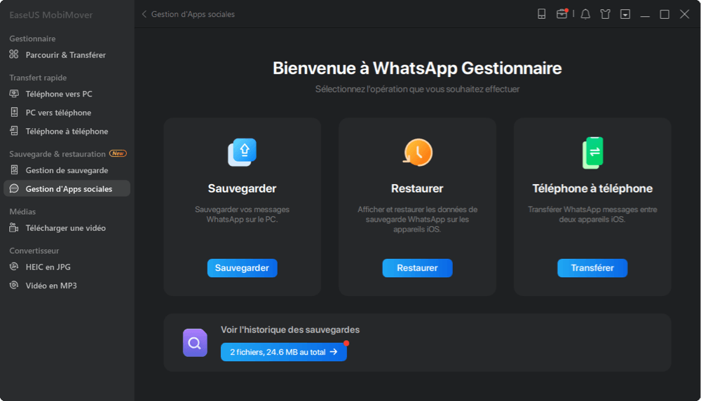 Choisir la sauvegarde WhatsApp