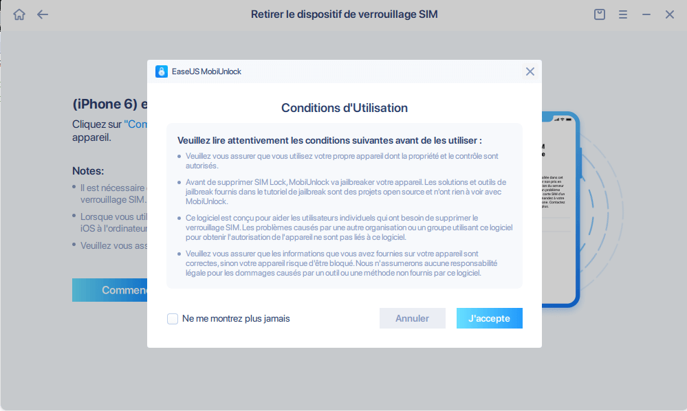 Retirer la carte SIM - Étape 2