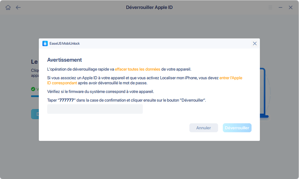 Supprimer l'Apple ID - Étape 3