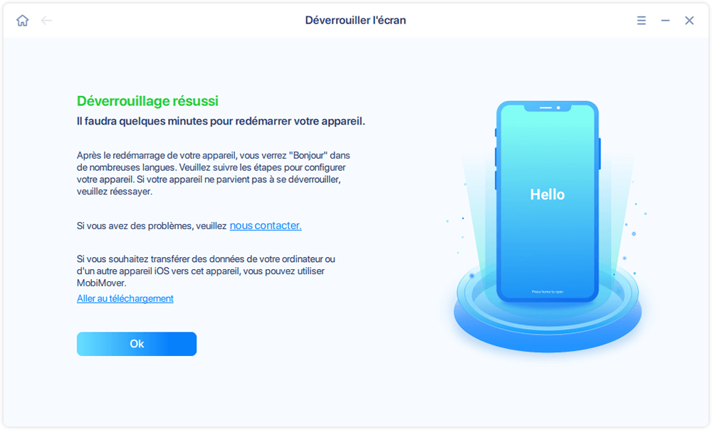 Attendez que le processus soit terminé