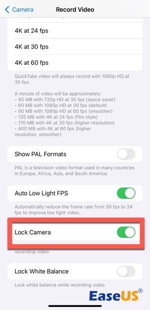 Lock camera for video recording on iPhone