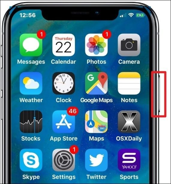 press the side button