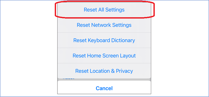 Reset All Settings