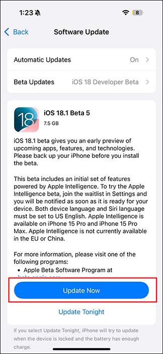 update iOS 18