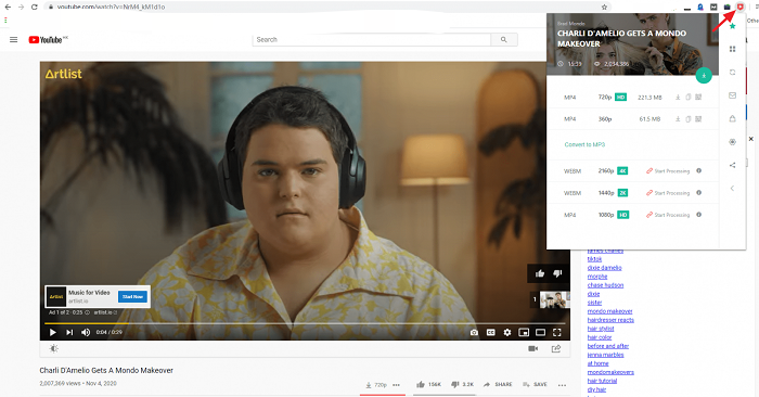 Télécharger une vidéo YouTube via une extension