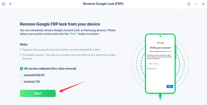 click Start on MobiUnlock