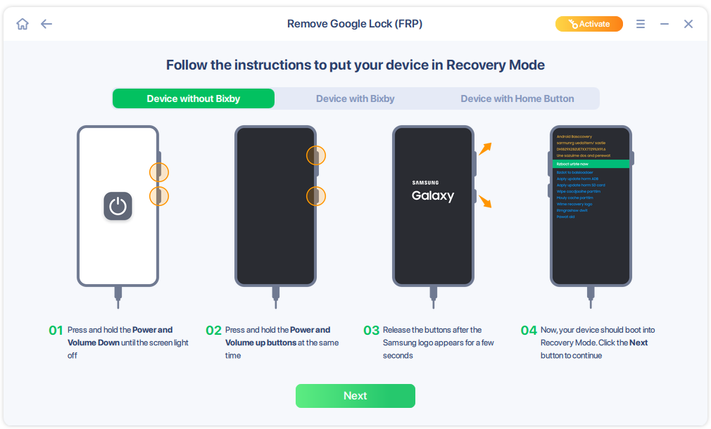 entrar no modo de recuperação