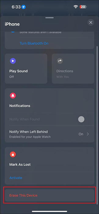 choose erase this device option