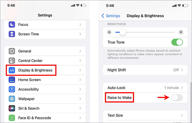 Désactiver Raise to Wake