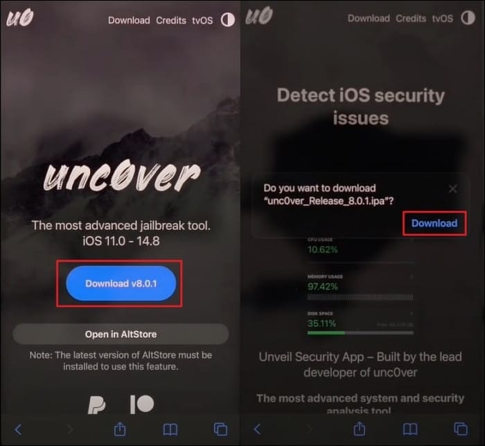 baixe o aplicativo unc0ver