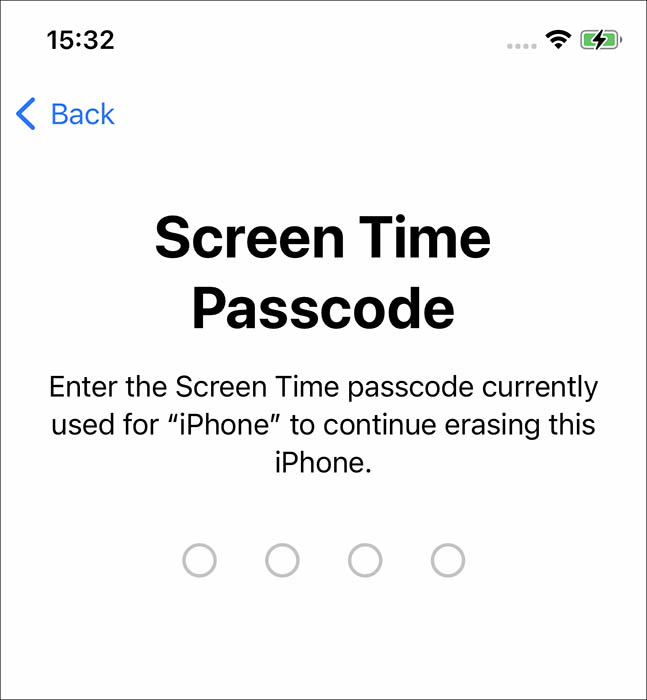 entrez le code d'accès Screen Time