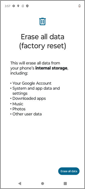Erase all data Motorola