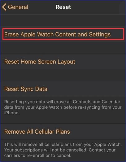 borrar el contenido y los ajustes del apple watch