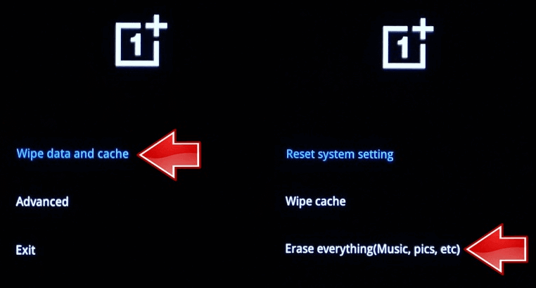 erase everything on oneplus