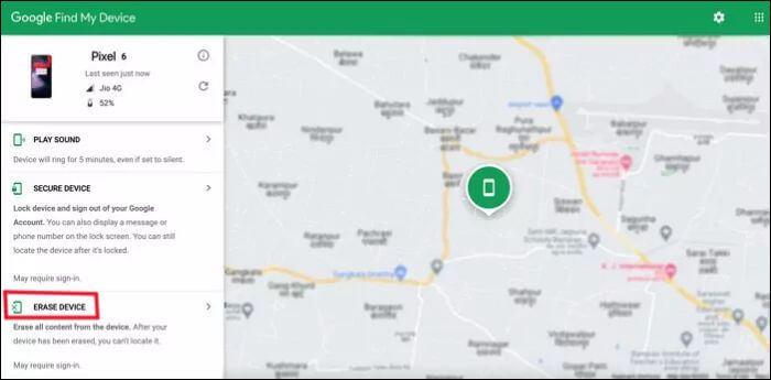 Select Erase Device to reset the Pixel