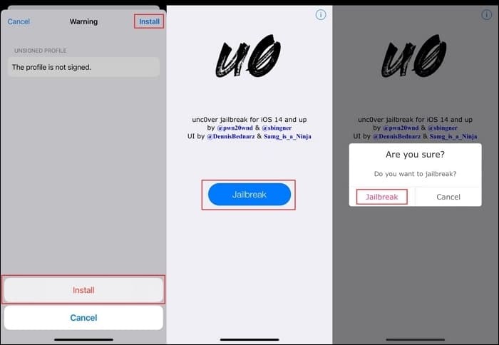 aperte o botão de jailbreak