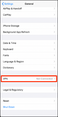 desligar vpn no iphone