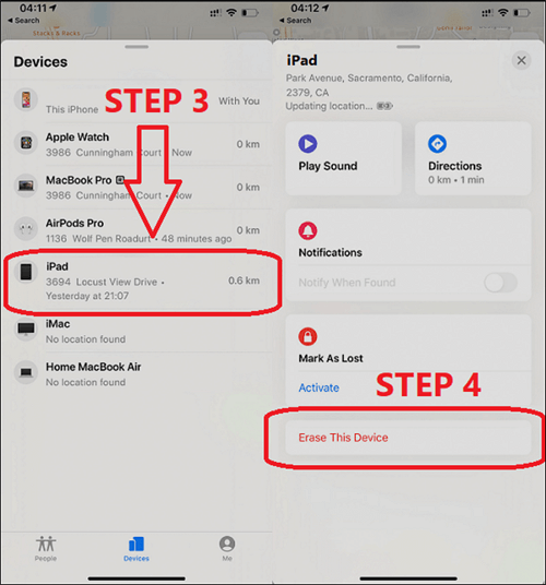 Löschen Sie das iPad über Find My