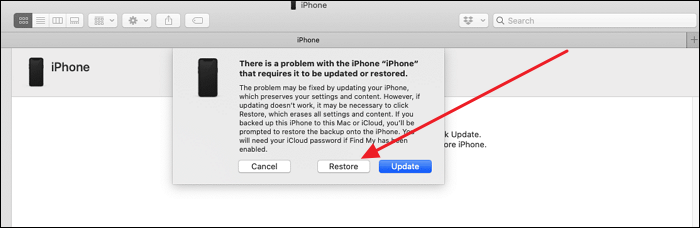 Drücken Sie die Wiederherstellungstaste