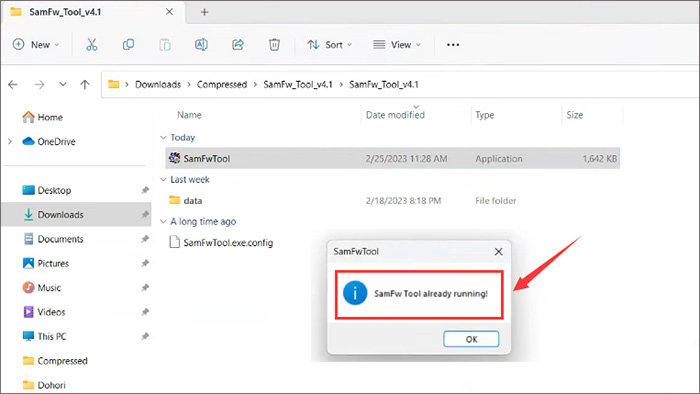 SamFw Tool already running Error Message
