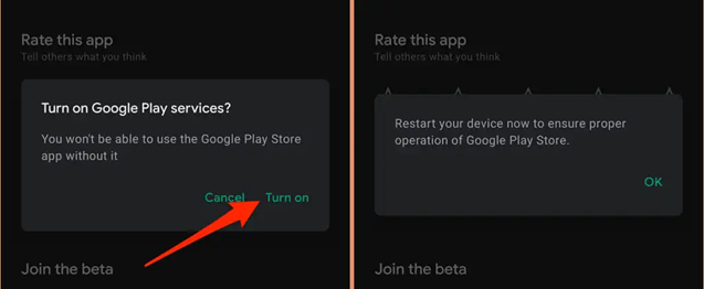 Turn on Google Play service