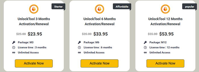 unlocktool pricing options