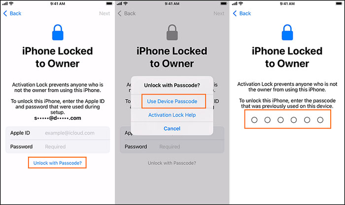 utilizzare la password del dispositivo per sbloccare