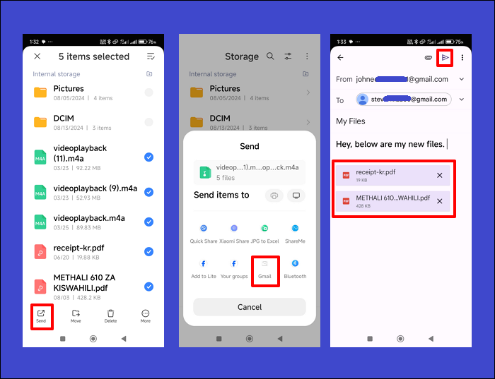 utilizar compartir correo electrónico