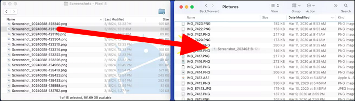 seleccionar elementos a una carpeta específica