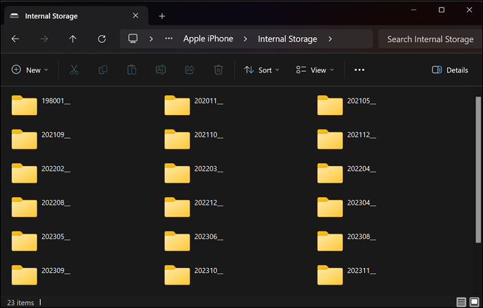 accedi a Esplora file delle foto di iPhone