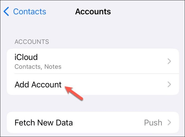 add account to iphone contacts