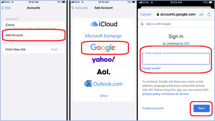 Google-Konto-Anmeldung hinzufügen