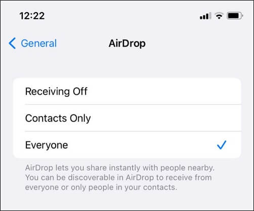 Configurer AirDrop pour partager avec tout le monde sur iPhone