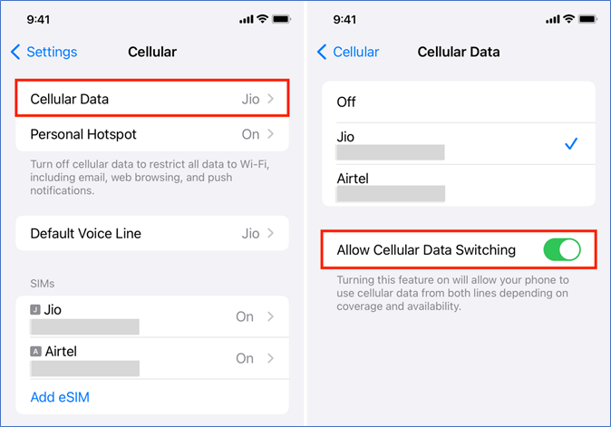 Allow Cellular Data Switching