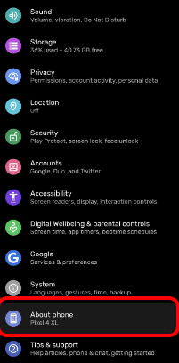 à propos du téléphone