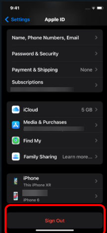 Melden Sie sich von der Apple-ID ab