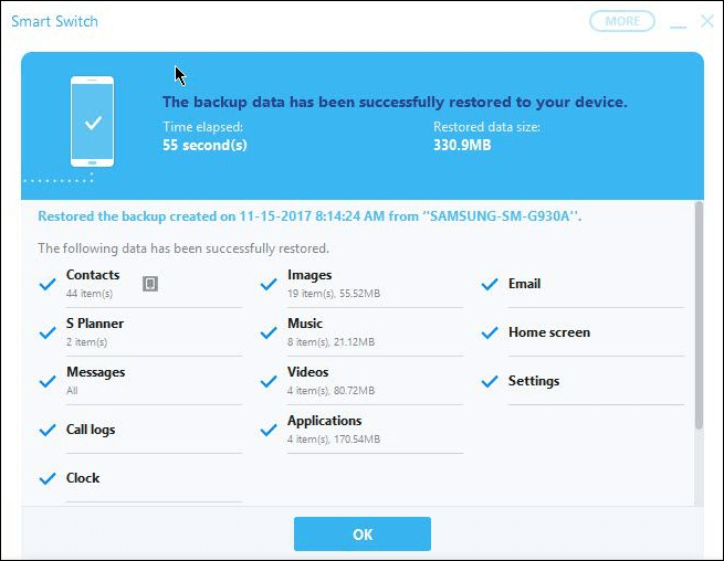 back up data with smart switch