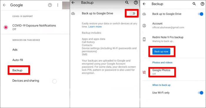sauvegarder des fichiers sur Google Drive