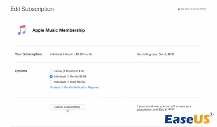 Cancelar assinatura do Apple Music