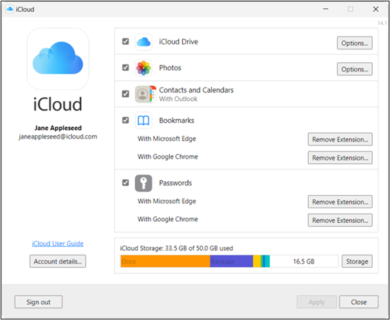 Change iCloud plan on Windows