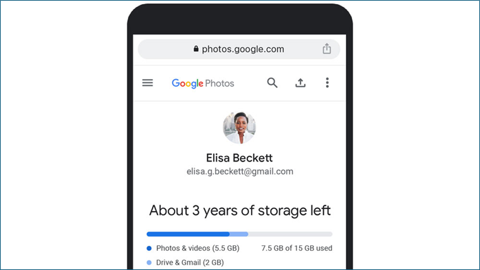 Vérifier le stockage Google Photos