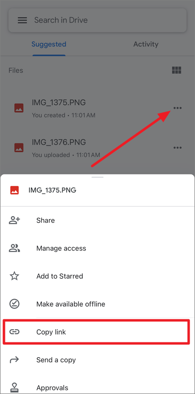 choose copy link option
