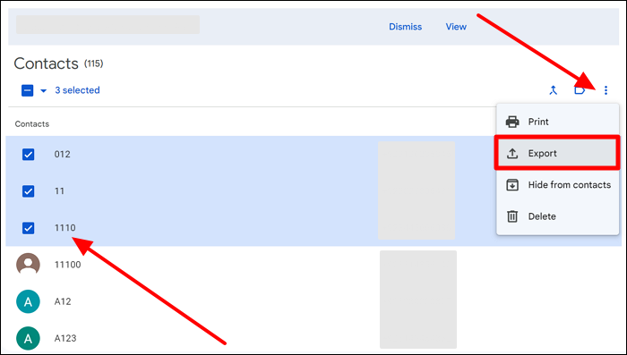 choose the export option