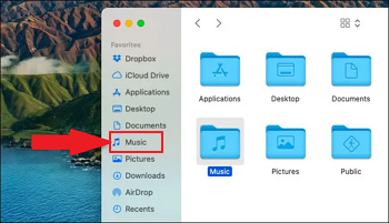 open Finder on Mac and click on Music