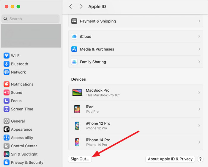 click the sign out button