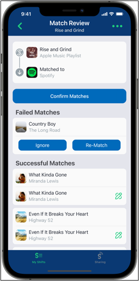 Übereinstimmungen bestätigen